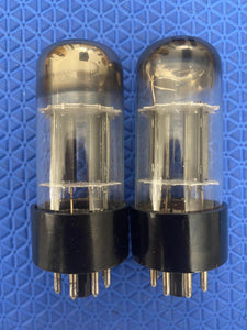 Matched Pair Tung-Sol 6SN7 6SN7GTB Vacuum Tubes Valves Silver Top Tall Bottle Winged Plate