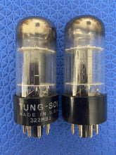 Load image into Gallery viewer, Matched Pair Tung-Sol 6SN7 6SN7GTB Vacuum Tubes Valves Silver Top Tall Bottle Winged Plate
