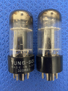 Matched Pair Tung-Sol 6SN7 6SN7GTB Vacuum Tubes Valves Silver Top Tall Bottle Winged Plate
