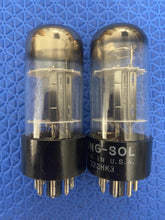Load image into Gallery viewer, Matched Pair Tung-Sol 6SN7 6SN7GTB Vacuum Tubes Valves Silver Top Tall Bottle Winged Plate
