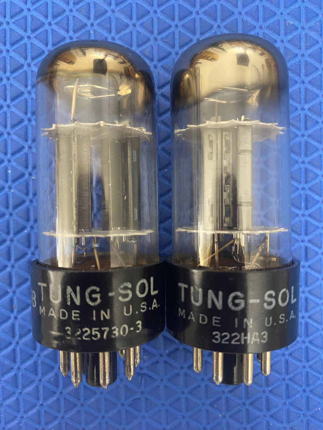 Matched Pair Tung-Sol 6SN7 6SN7GTB Vacuum Tubes Valves Silver Top Tall Bottle Winged Plate