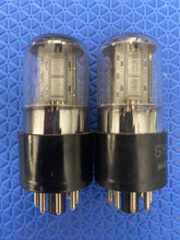 Load image into Gallery viewer, Matched Pair Sylvania 6SN7 6SN7GT Vacuum Tubes Valves Black Ladder Plates
