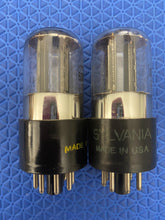 Load image into Gallery viewer, Matched Pair Sylvania 6SN7 6SN7GT Vacuum Tubes Valves Black Ladder Plates
