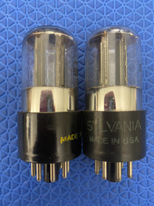 Matched Pair Sylvania 6SN7 6SN7GT Vacuum Tubes Valves Black Ladder Plates