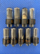 Load image into Gallery viewer, 9 RCA 50L6 50L6GT Vacuum Tubes Black Plate Clear Bottle Lot Of Nine
