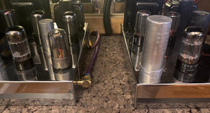Matched Pair Tung-Sol 6SN7 6SN7GTB Vacuum Tubes Valves Silver Top Tall Bottle Winged Plate
