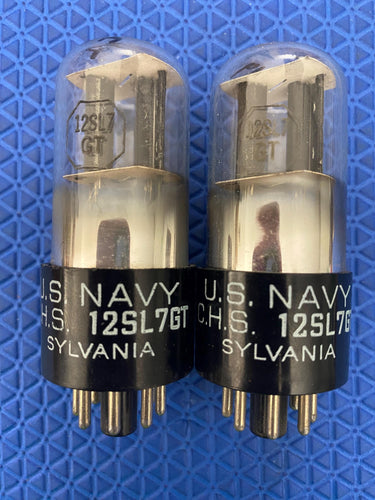 Matched Pair Sylvania 12SL7 12SL7GT JANCHS12SL7GT Vacuum Tubes Valves US Navy Milspec NOS NIB