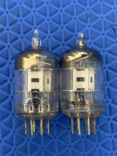 Matched Pair RCA 6AK5 Vacuum Tubes Valves Steel Plates