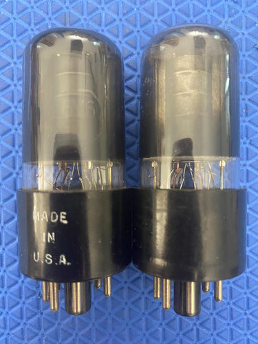 Matched Pair General Electric GE 6V6 6V6GT Vacuum Tubes Valves Black Glass