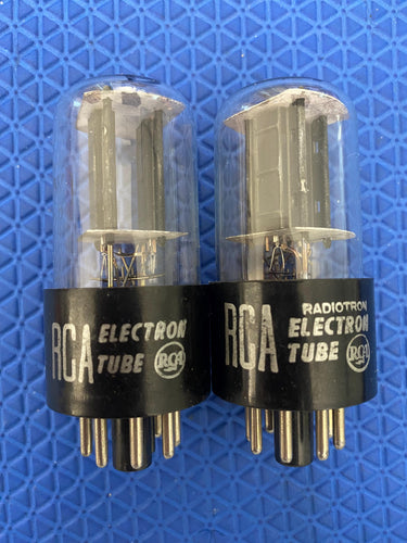 Matched Pair RCA 6SN7 6SN7GTB Vacuum Tubes Valves Copper Support Rods