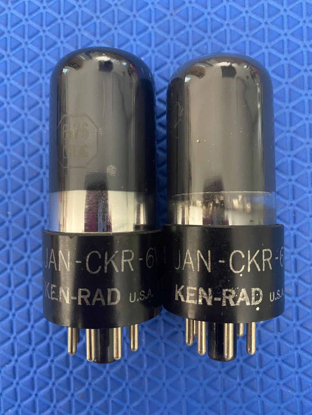 Matched Pair Ken-Rad JAN-CKR-6V6-GT VT107A 6V6 6V6GT Vacuum Tubes Valves Milspec Black Glass