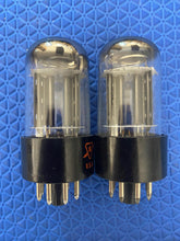 Load image into Gallery viewer, Matched Pair Sylvania 6SN7 6SN7GTB Vacuum Tubes Valves Black Wing Plate Steel Support Rods
