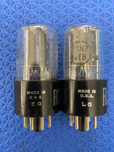 Matched Pair RCA 6SN7 6SN7GTB Black Plate Vacuum Tubes Valves NOS-Testing