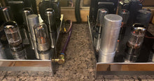 Load image into Gallery viewer, Matched Pair Tung-Sol 6SN7 6SN7GTB Vacuum Tubes Valves Silver Top Tall Bottle Winged Plate
