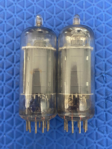 Matched Pair RCA Hazy Top 6CG7 6FQ7 Vacuum Tubes Valves With Shields NOS-Testing