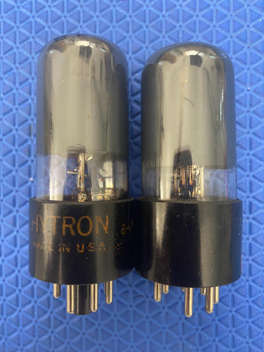 Matched Pair Hytron 6V6 6V6GT Vacuum Tubes Valves Black Glass