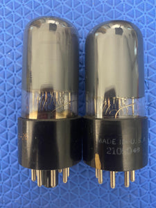 Matched Pair Hytron 6V6 6V6GT Vacuum Tubes Valves Black Glass