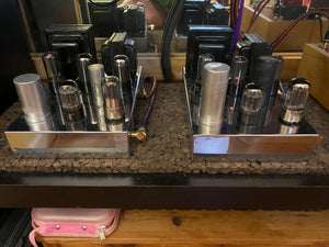 Matched Pair Sylvania 6SN7 6SN7GTB Vacuum Tubes Valves Black Wing Plate Silver Top Chrome Dome