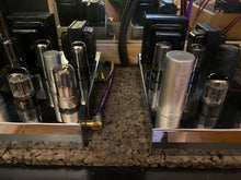 Load image into Gallery viewer, Matched Pair Sylvania 6SN7 6SN7GTB Vacuum Tubes Valves Black Wing Plate Silver Top Chrome Dome
