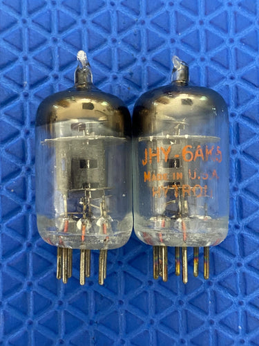 Matched Pair Hytron 5654 6AK5 JHY6AK5 Milspec Black Plate Vacuum Tubes Valves