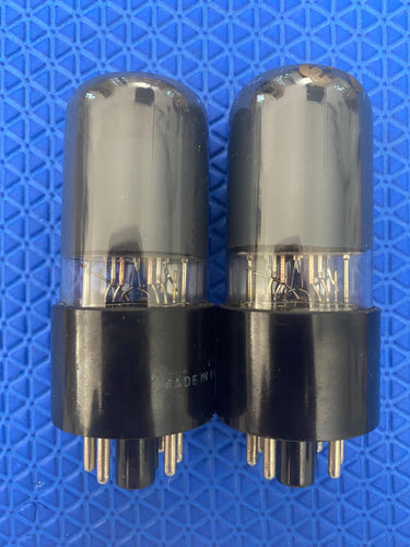 Matched Pair Hytron 6V6 6V6GT Vacuum Tubes Valves Gray Side And Top Glass