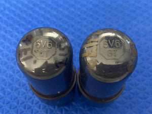 Matched Pair Hytron 6V6 6V6GT Vacuum Tubes Valves Gray Side And Top Glass