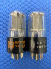 Load image into Gallery viewer, Matched Pair RCA 12SL7 12SL7GT Black Plate Clear Bottle Vacuum Tubes Valves NOS NIB
