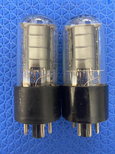 Matched Pair CBS-Hytron 6V6 6V6GT Black Plate Clear Bottle Copper Support Rods Vacuum Tubes Valves