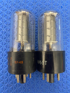 Matched Pair CBS-Hytron 6V6 6V6GT Black Plate Clear Bottle Copper Support Rods Vacuum Tubes Valves