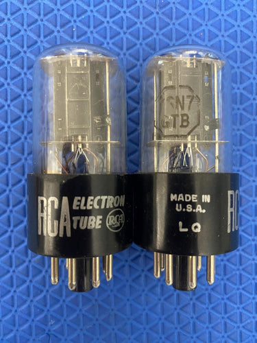 Matched Pair RCA 6SN7 6SN7GTB Vacuum Tubes Valves Steel Support Rods NOS-Testing