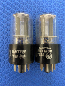 Matched Pair RCA 6SN7 6SN7GTB Vacuum Tubes Valves Copper Support Rods