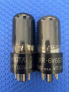 Matched Pair Ken-Rad JAN-CKR-6V6-GT VT107A 6V6 6V6GT Vacuum Tubes Valves Milspec Black Glass