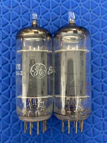 Matched Pair General Electric GE 12BH7 12BH7A Vacuum Tubes Valves 12AU7 Substitute For Tube Rolling Copper Support Rods