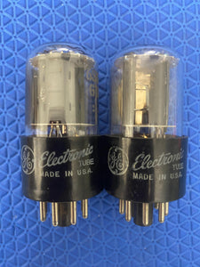 Matched Pair General Electric GE 6SN7 6SN7GTA Vacuum Tubes Valves Copper Support Rods NOS-Testing