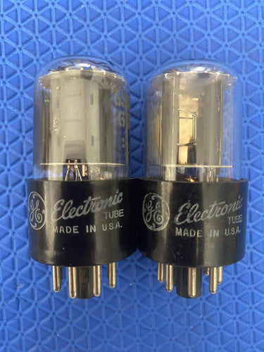 Matched Pair General Electric GE 6SN7 6SN7GTA Vacuum Tubes Valves Copper Support Rods NOS-Testing