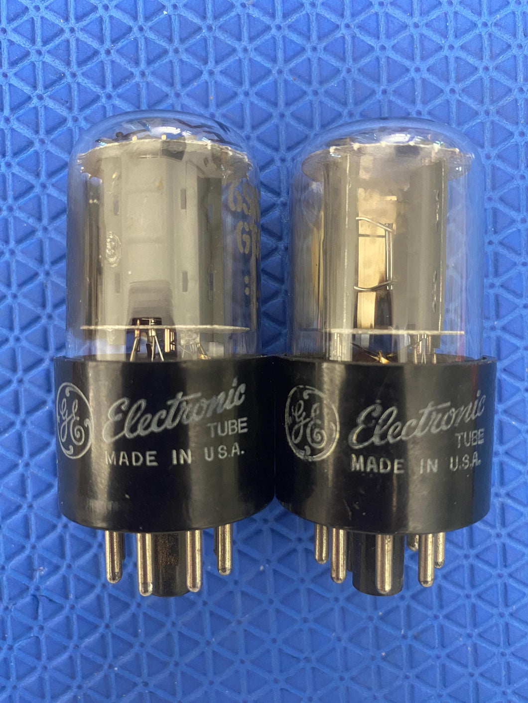 Matched Pair General Electric GE 6SN7 6SN7GTA Vacuum Tubes Valves Copper Support Rods NOS-Testing