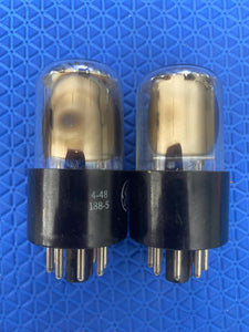 Matched Pair General Electric GE 6SN7 6SN7GTA Vacuum Tubes Valves Copper Support Rods NOS-Testing