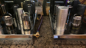 Matched Pair Sylvania 6SN7 6SN7GTB Vacuum Tubes Valves Black Wing Plate Steel Support Rods
