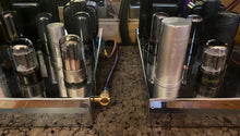 Load image into Gallery viewer, Matched Pair Sylvania 6SN7 6SN7GTB Vacuum Tubes Valves Black Wing Plate Steel Support Rods
