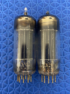 Matched Pair RCA Black Plate 6CG7 6FQ7 Vacuum Tubes Valves With Shields