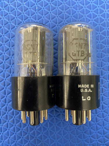 Matched Pair RCA 6SN7 6SN7GTB Black Plate Vacuum Tubes Valves NOS-Testing