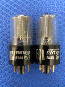 Matched Pair RCA 6SN7 6SN7GTB Black Plate Vacuum Tubes Valves NOS-Testing