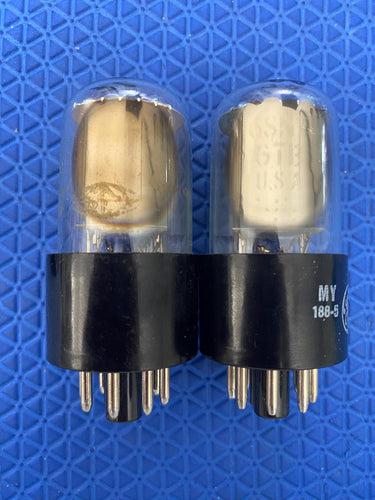 Matched Pair General Electric GE 6SN7 6SN7GTB Vacuum Tubes Valves Copper Support Rods Top Filament NOS NIB