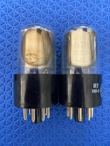 Matched Pair General Electric GE 6SN7 6SN7GTB Vacuum Tubes Valves Copper Support Rods Top Filament NOS NIB