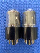 Load image into Gallery viewer, Matched Pair General Electric GE 6SN7 6SN7GTB Vacuum Tubes Valves Copper Support Rods Top Filament NOS NIB
