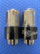Load image into Gallery viewer, Matched Pair General Electric GE 6SN7 6SN7GTB Vacuum Tubes Valves Copper Support Rods Top Filament NOS NIB
