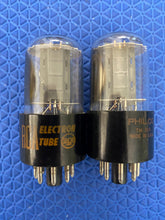 Load image into Gallery viewer, Matched Pair General Electric GE 6SN7 6SN7GTB Vacuum Tubes Valves Copper Support Rods NOS NIB
