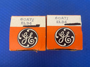 Matched Pair General Electric GE Fat Boy EL34 6CA7 Vacuum Tubes Valves NOS NIB