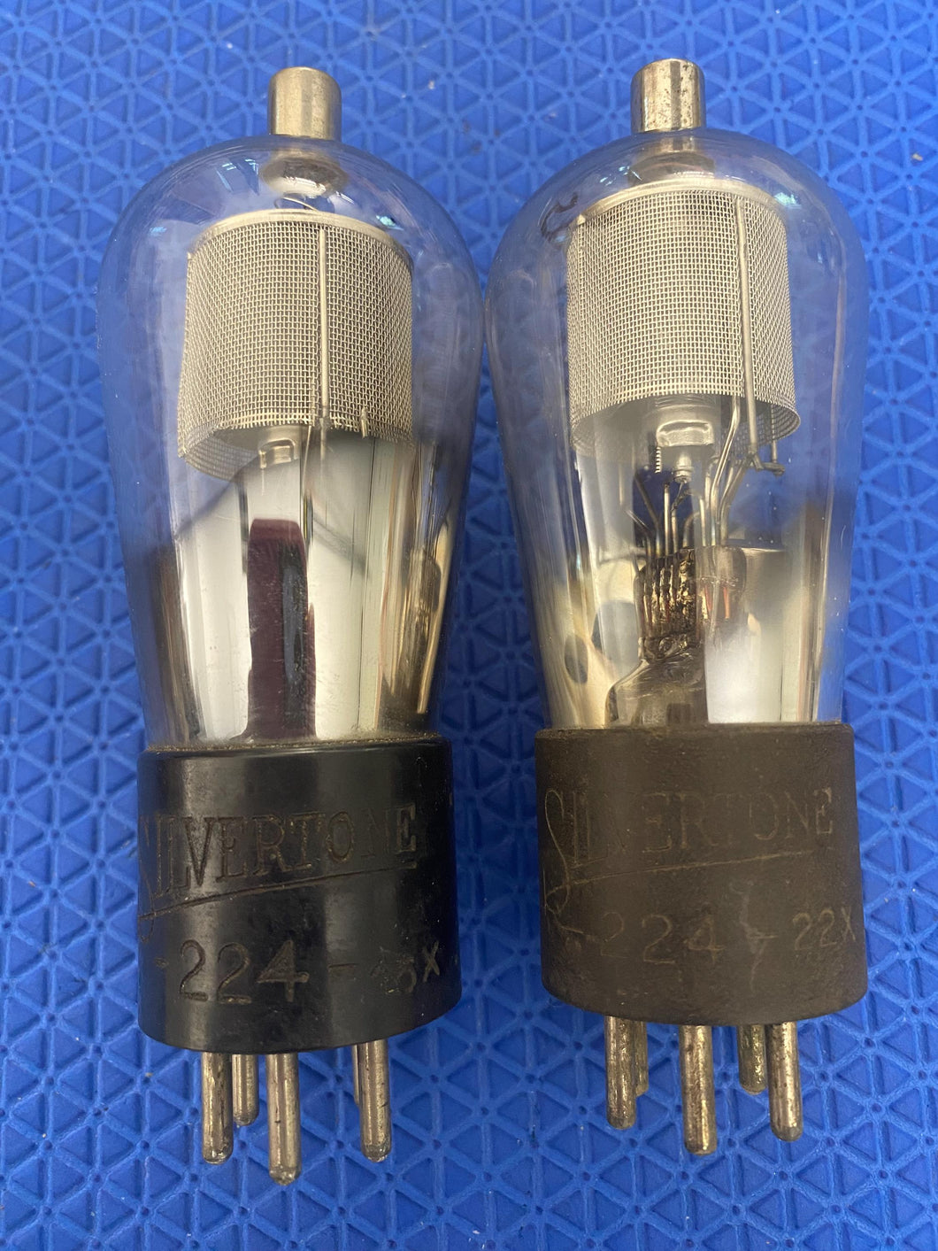2 Silvertone Number / Type 24 #24 224 #224 Vacuum Tubes Valves Globe Balloon Mesh Plate NOS-Testing Lot Of Two