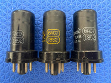 Load image into Gallery viewer, 3 General Electric GE 1852 6AC7 Vacuum Tubes Valves Industrial Grade Lot Of Three
